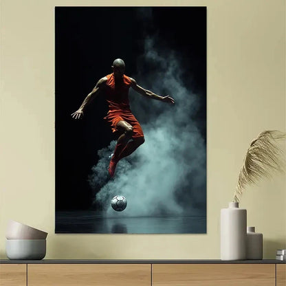 Football Player Abstract Dynamic Sports Art 40x60cm Metal Print Ready to Hang