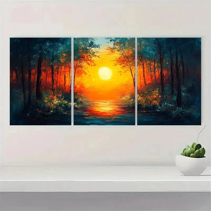 3pcs The Forest Landscape Painting Nature Metal Print Ready to Hang Art