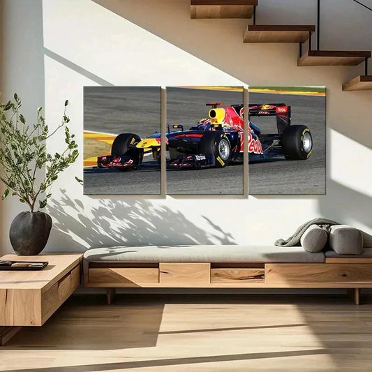 3pcs Formula 1 Racing Car on the Race Track Wall Art Set Canvas Framed 40x60cm - High Quality Print 100% Australian Made Wall Canvas Ready to Hang
