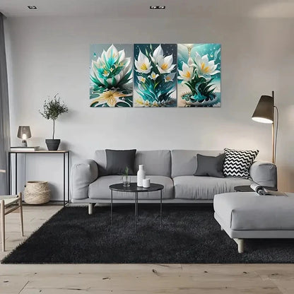 3pcs Fantasy Lily Abstract Floral Metal Print Ready to Hang Art