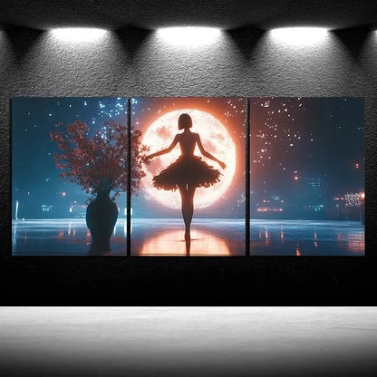 3pcs The Girl Dancing Under The Starry Sky Metal Print Ready to Hang Art