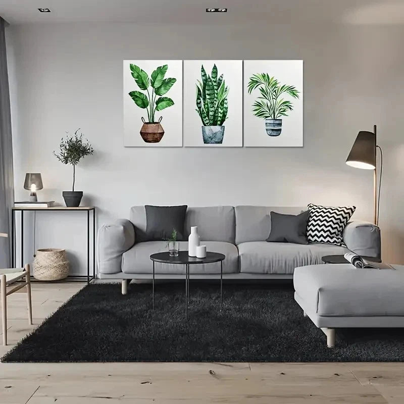 3pcs Watercolor Greenery Botanical Painting Metal Print Ready to Hang Art