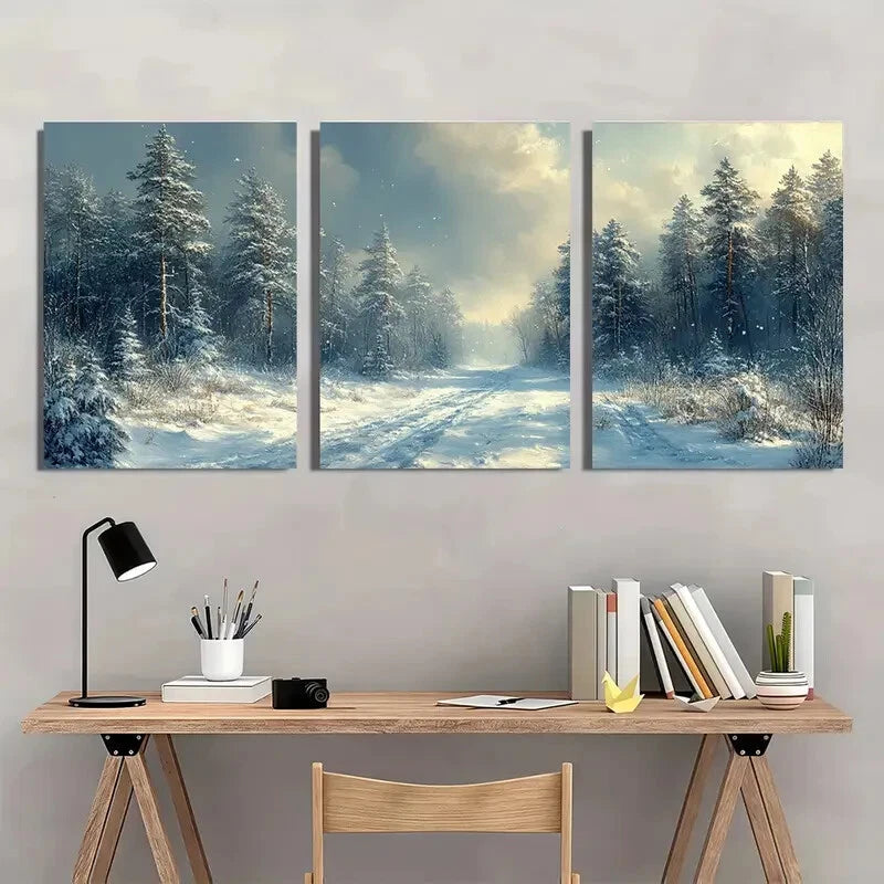 3pcs Antique Rustic Christmas Painting  Metal Print Ready to Hang Art