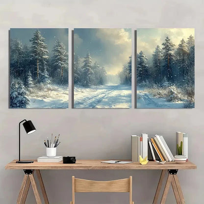 3pcs Antique Rustic Christmas Painting  Metal Print Ready to Hang Art