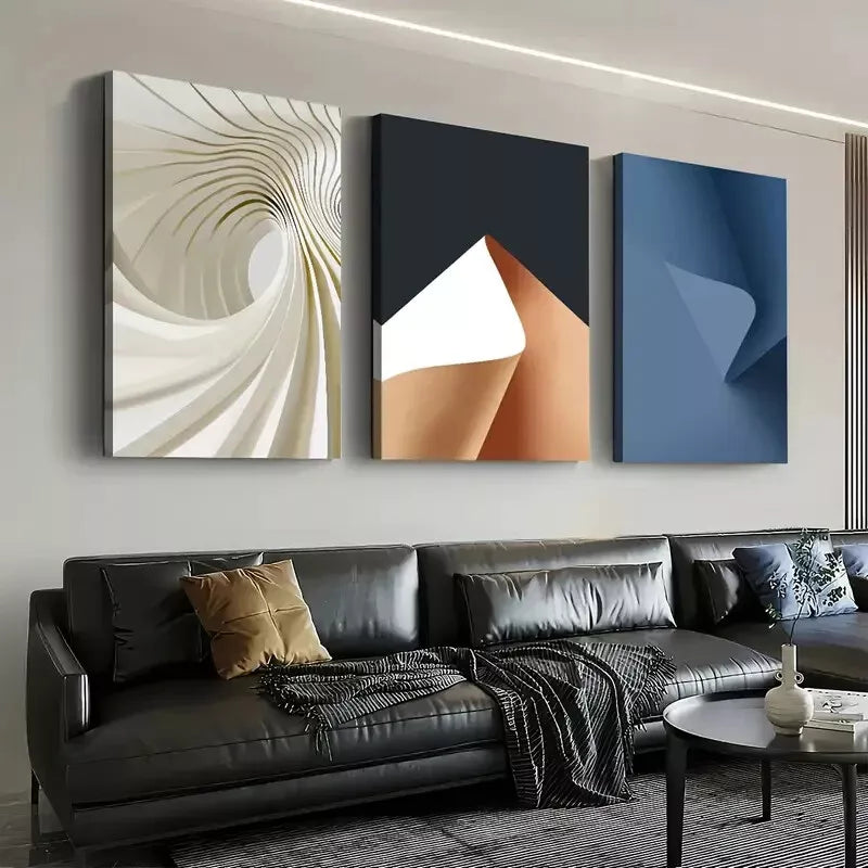 3pcs Modern Style Fashion Abstract Geometric Wall Art Set Canvas Framed 50x70cm - High Quality Print 100% Australian Made Wall Canvas Ready to Hang - Bella Home Decor