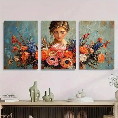 3pcs Bridal Bouquet Elegant Bridal Perfect Wall Art Set Canvas Framed 40x60cm - High Quality Print 100% Australian Made Wall Canvas Ready to Hang