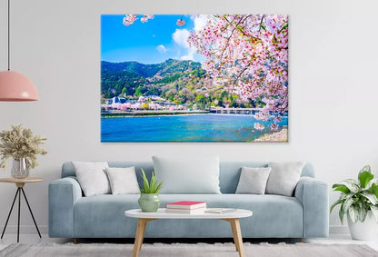 Bridge And Cherry Blossoms Wall Art Decor 100% Australian Made