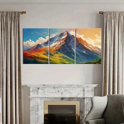 3pcs Anime Style Snowy Mountains Vintage Wall Art Canvas Unframed - High Quality Print 100% Australian Made Wall Canvas