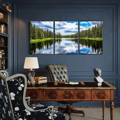 3pcs Nature Landscape Art Lakeside Serene Metal Print Ready to Hang Art
