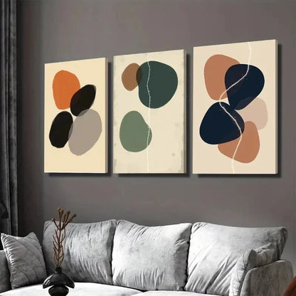 3pcs Modern Abstract Minimalist Vibrant Orange Wall Art Set Canvas Framed 50x70cm - High Quality Print 100% Australian Made Wall Canvas Ready to Hang