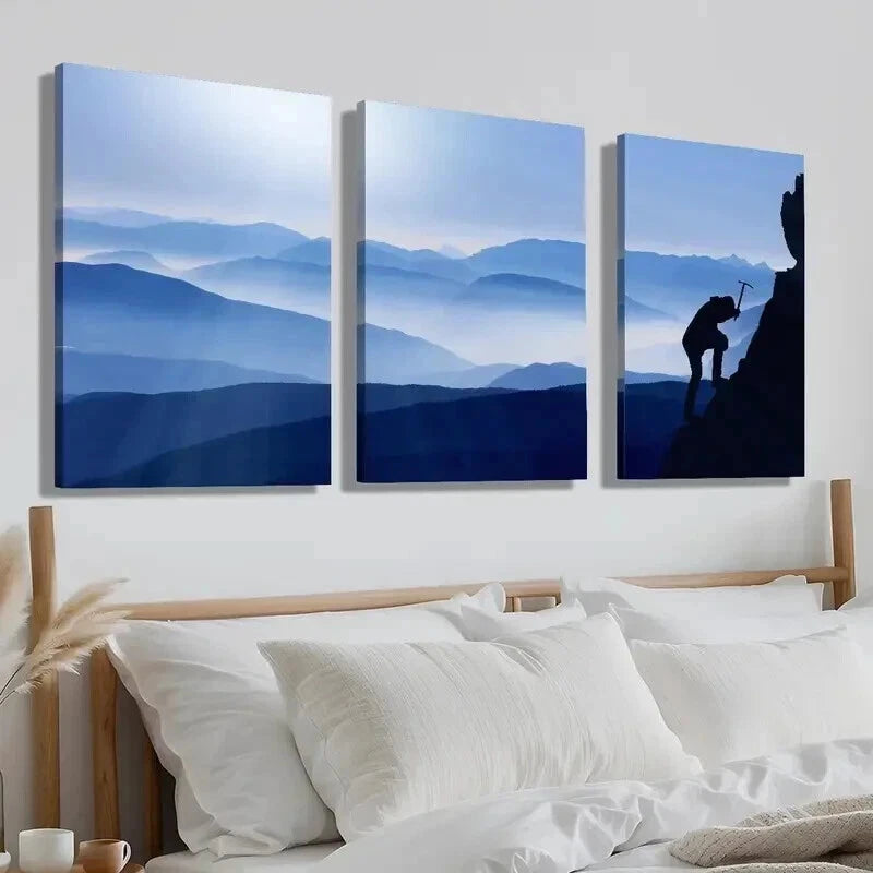 3pcs Artistic Climber Silhouette Perfect Wall Art Set Canvas Framed 40x60cm - High Quality Print 100% Australian Made Wall Canvas Ready to Hang