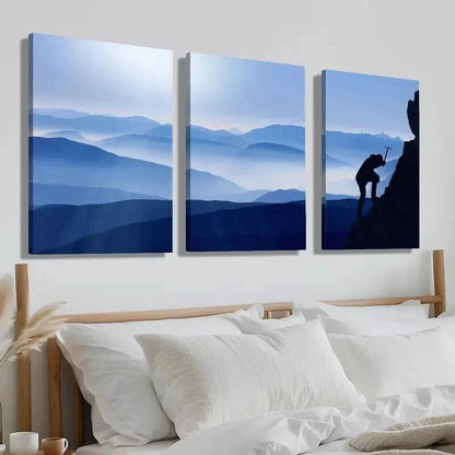 3pcs Artistic Climber Silhouette Perfect Wall Art Set Canvas Framed 40x60cm - High Quality Print 100% Australian Made Wall Canvas Ready to Hang