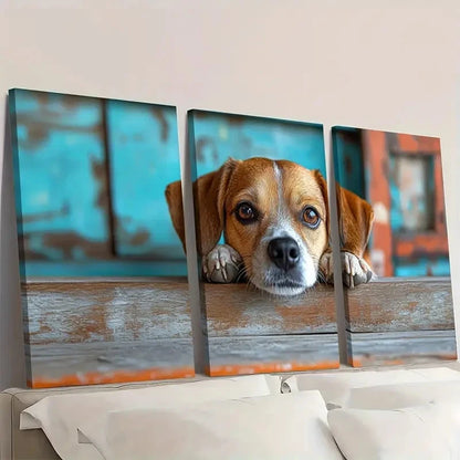 3pcs Beagle Dog Cute Animal Themed Wall Art Set Canvas Framed 60x90cm - High Quality Print 100% Australian Made Wall Canvas Ready to Hang