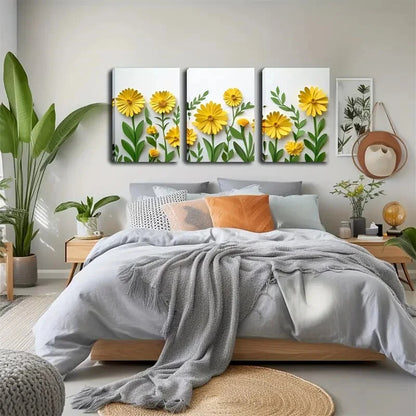 3pcs Natural Atmosphere Nordic Yellow Perfect Wall Art Set Canvas Framed 40x60cm - High Quality Print 100% Australian Made Wall Canvas Ready to Hang