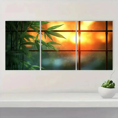 3pcs Bamboo Art Elegant Botanical Nature Wall Art Canvas Unframed - High Quality Print 100% Australian Made Wall Canvas