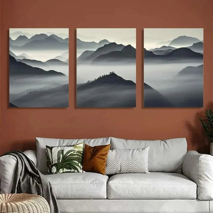 3pcs Mountain Landscape Contemporary Metal Print Ready to Hang Art