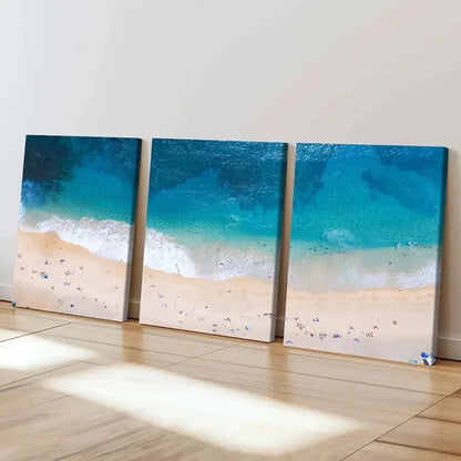 3pcs Sea Waves Beach Modern Decoration Wall Art Set Canvas Framed 40x60cm - High Quality Print 100% Australian Made Wall Canvas Ready to Hang