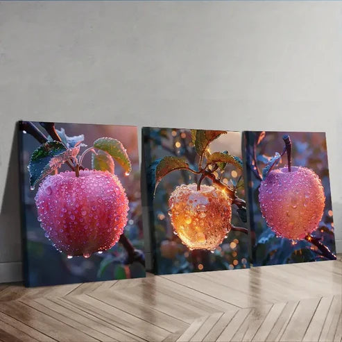 3pcs Modern Contemporary Apple Wall Art Set Canvas Unframed - High Quality Print 100% Australian Made Wall Canvas