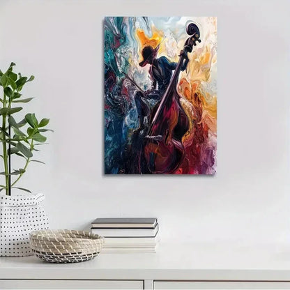 Abstract Art One Piece Black Bass Theme Rose Painting 40x60cm Metal Print Ready to Hang