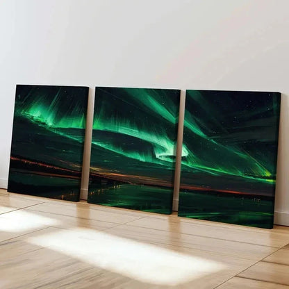 3pcs Aurora Nordic Natural Landscape Wall Art Set Canvas Framed 40x60cm - High Quality Print 100% Australian Made Wall Canvas Ready to Hang
