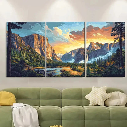 3pcs Yosemite Falls Scenic California Landscape Metal Print Ready to Hang Art
