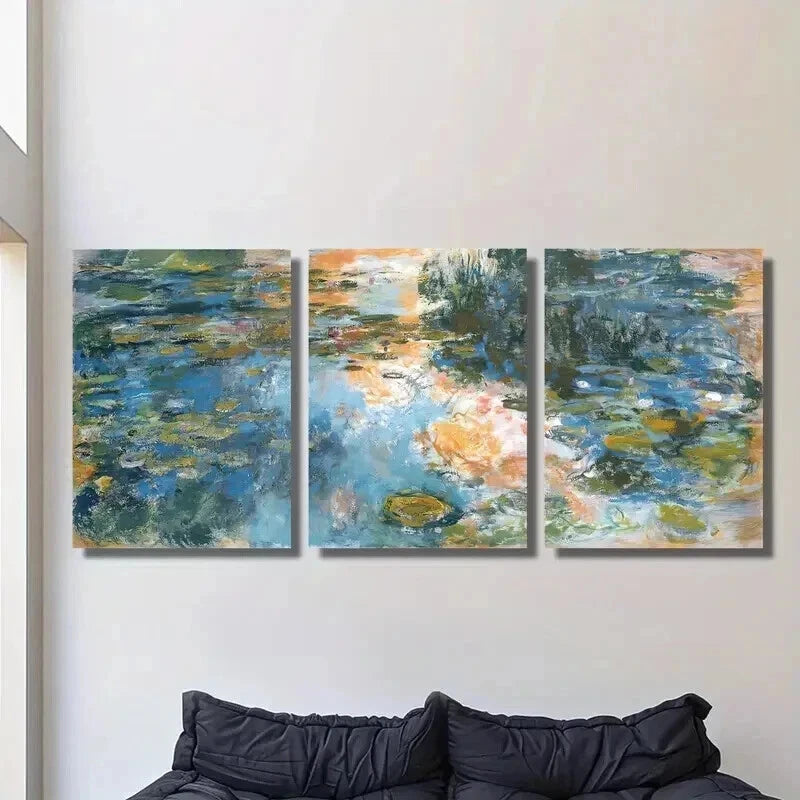 3pcs Abstract Landscape Painting Green Plants Wall Art Set Canvas Framed 40x60cm - High Quality Print 100% Australian Made Wall Canvas Ready to Hang