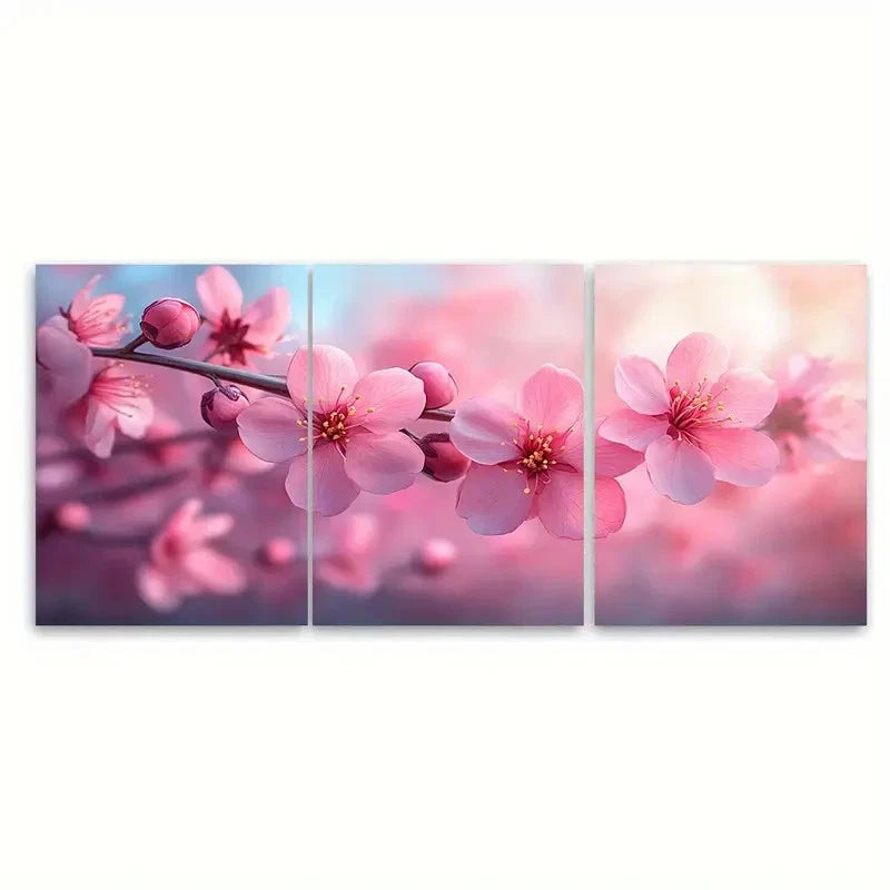 3pcs Blooming Blossom Art ER Wall Art Set Canvas Framed 60x90cm - High Quality Print 100% Australian Made Wall Canvas Ready to Hang