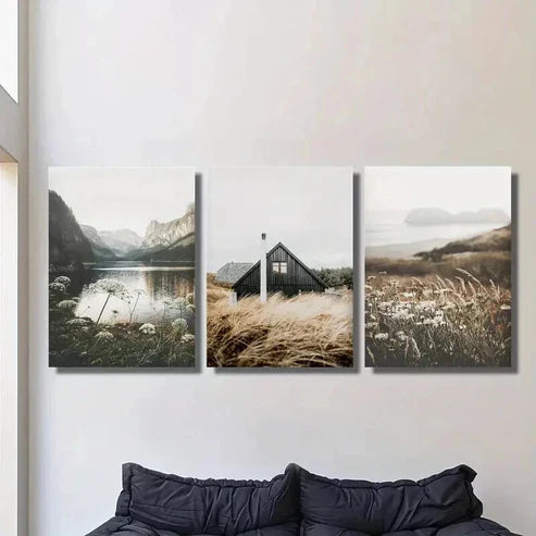 3pcs Natural Wildflower Landscape Photograph  Wall Art Set Canvas Unframed - High Quality Print 100% Australian Made Wall Canvas