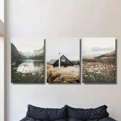 3pcs Natural Wildflower Landscape Photograph  Wall Art Set Canvas Unframed - High Quality Print 100% Australian Made Wall Canvas