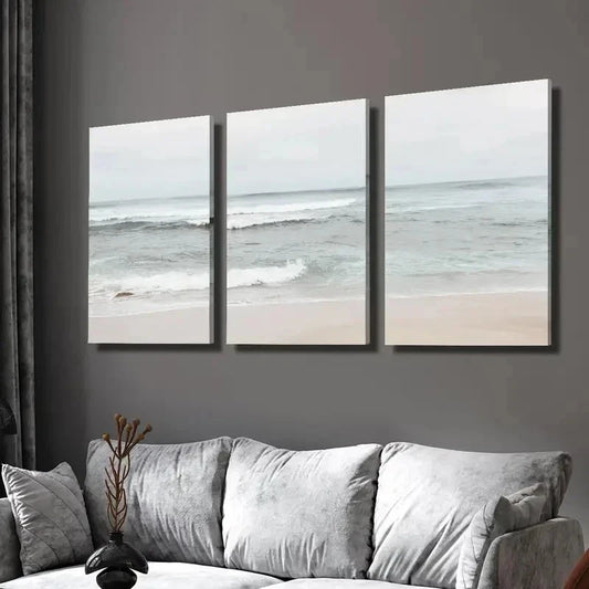3pcs sunrise ocean waves beach  Wall Art Set Canvas Framed 40x60cm - High Quality Print 100% Australian Made Wall Canvas Ready to Hang