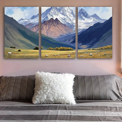 3pcs Mountain Range Landscape Wall Art Set Canvas Framed 40x60cm - High Quality Print 100% Australian Made Wall Canvas Ready to Hang