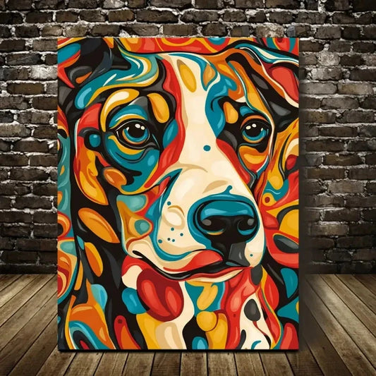 Contemporary Abstract Charming Dog Painting 40x60cm Metal Print Ready to Hang