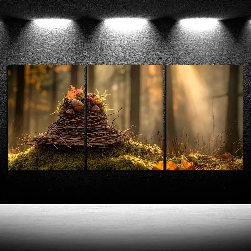 3pcs Flowers and Hats Forest Sunrise Metal Print Ready to Hang Art