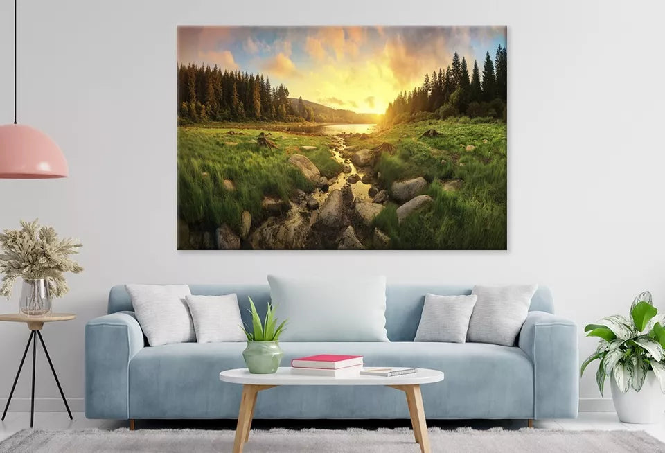 Colorful Clouds, Trees, Grassland   Wall Art Decor 100% Australian Made