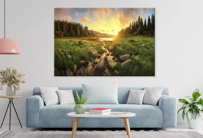 Colorful Clouds, Trees, Grassland   Wall Art Decor 100% Australian Made