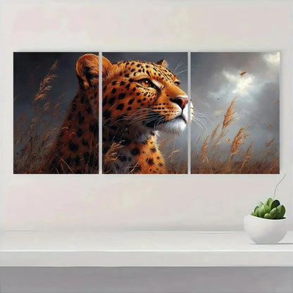 3pcs Leopard Vibrant Jungle Scene Wall Art Set Canvas Framed 40x60cm - High Quality Print 100% Australian Made Wall Canvas Ready to Hang