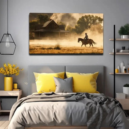 Running On A Horse Wall Art Canvas Office Home Room Framed 120x60cm