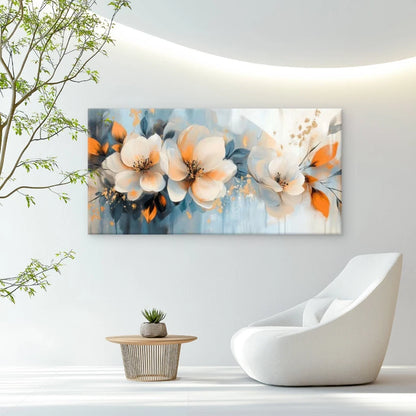 Abstract Floral Modern Beige Wall Art Canvas Office Home Room Framed 120x60cm