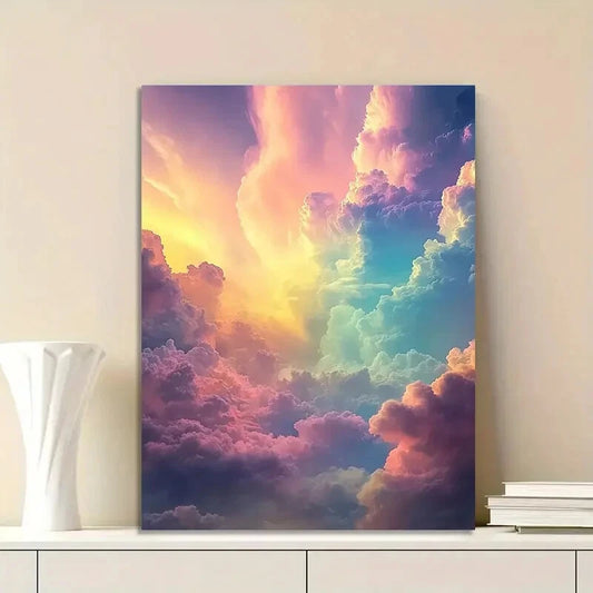Rainbows in The Sky, Colorful Clouds, Ethereal, Dreamy 40x60cm Metal Print Ready to Hang