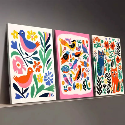 3pcs Fashionable Modern Abstract Animal Colorful  Wall Art Set Canvas Framed 50x70cm - High Quality Print 100% Australian Made Wall Canvas Ready to Hang - Bella Home Decor