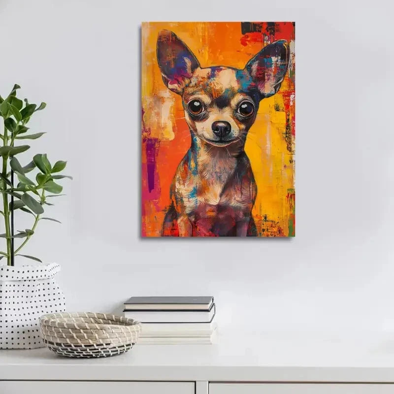 Beautiful Modern Abstract Chihuahua Dog Painting 40x60cm Metal Print Ready to Hang