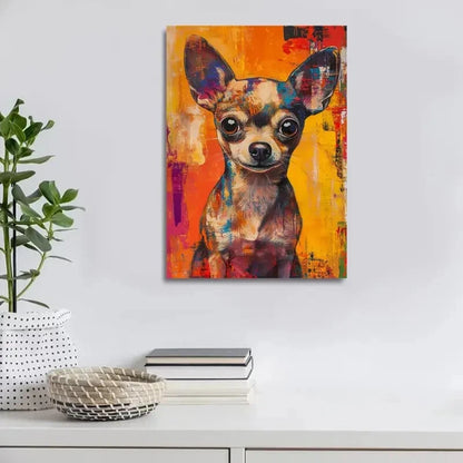Beautiful Modern Abstract Chihuahua Dog Painting 40x60cm Metal Print Ready to Hang