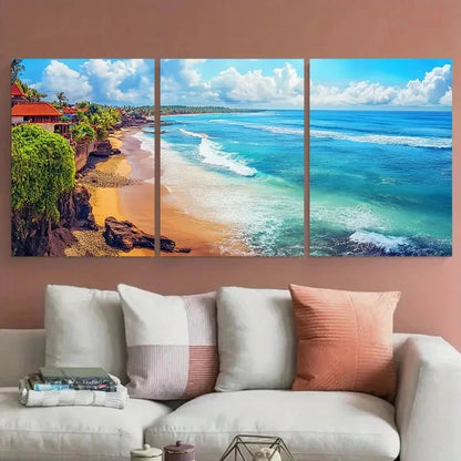3pcs Kutak Beach Nature Décor Perfect  Wall Art Set Canvas Framed 60x90cm - High Quality Print 100% Australian Made Wall Canvas Ready to Hang