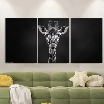 3pcs Monochrome Giraffe Metal Print Ready to Hang Art