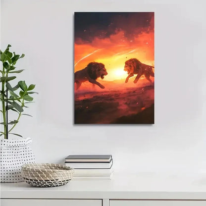Vibrant Sunset Sky & Misty Ambiance Painting 40x60cm Metal Print Ready to Hang