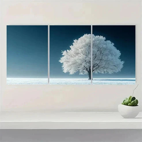 3pcs Winter Tree Art Serene Snowy Landscape Wall Art Set Canvas Unframed – High Quality Print, 100% Australian Made Wall Canvas