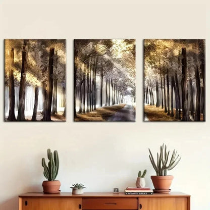 3pcs Featuring Autumn Scenery And Falling Leaves Wall Art Set Canvas Framed 40x60cm - High Quality Print 100% Australian Made Wall Canvas Ready to Hang