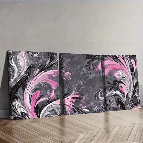 3pcs pink and black colors Wall Art Canvas Unframed - High Quality Print 100% Australian Made Wall Canvas