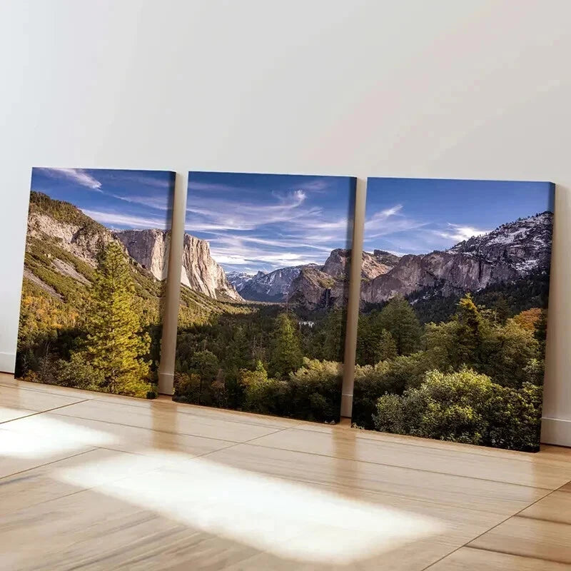 3pcs Nature Landscape Mountains Trees Wall Art Set Canvas Framed 40x60cm - High Quality Print 100% Australian Made Wall Canvas Ready to Hang