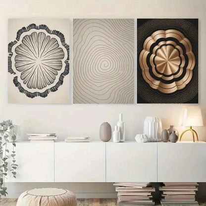 3pcs Tree Rings Growth Rings Wood Texture Metal Print Ready to Hang Art